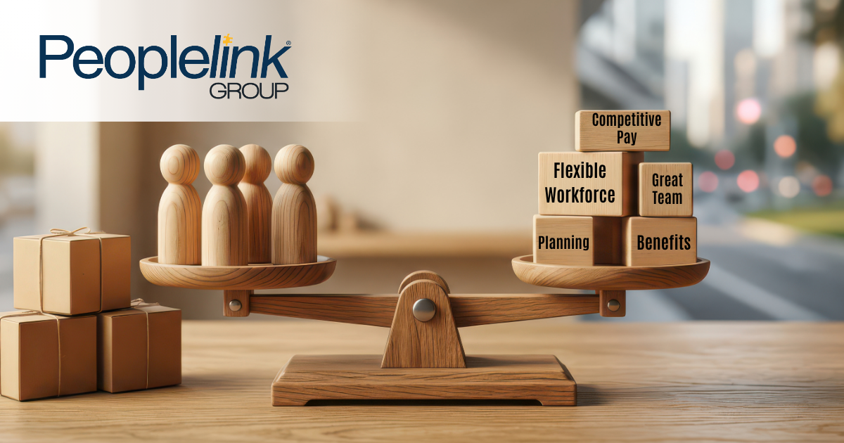 Scale representing benefits of workforce flexibility including scaling workforce based on project needs and shifting demand.